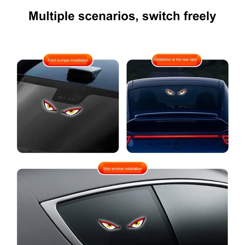 Solar Powered Car Neon Light Wireless Cool Demon EYE Led Ambient Light Suction Cup USB Rechargeable Atmosphere Breathing Lamp 6
