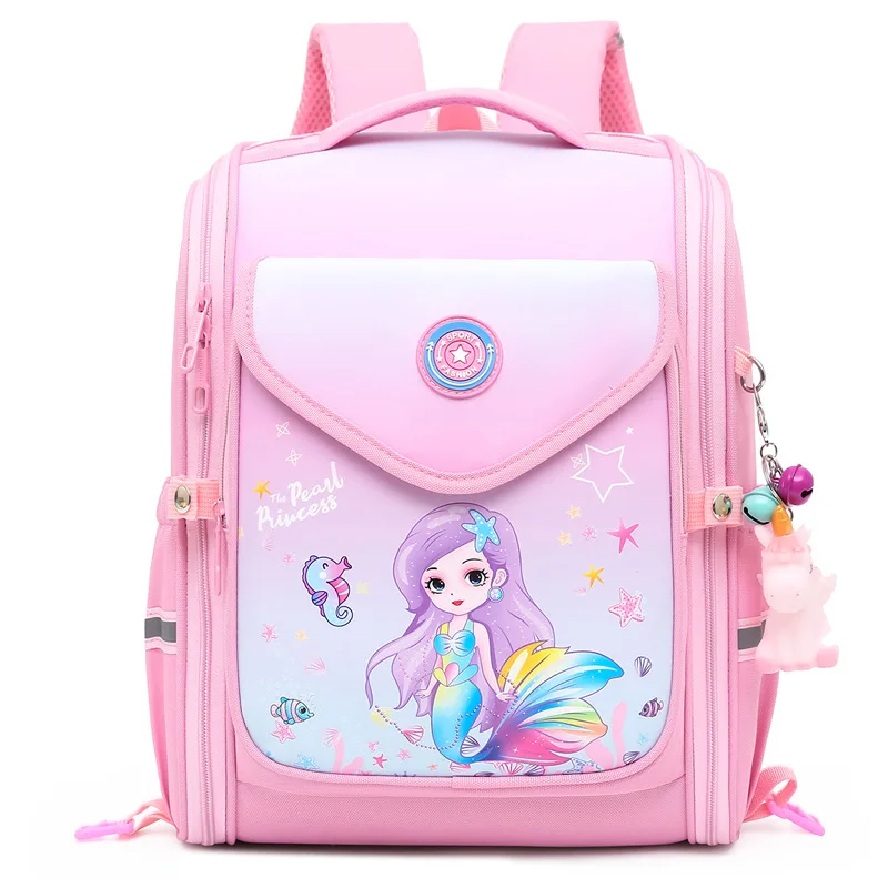 3D Orthopedic School Backpacks For Girls Cartoon Mermaid Waterproof Primary School Bags Kids Satchel Knapsack Mochila Escolar 2