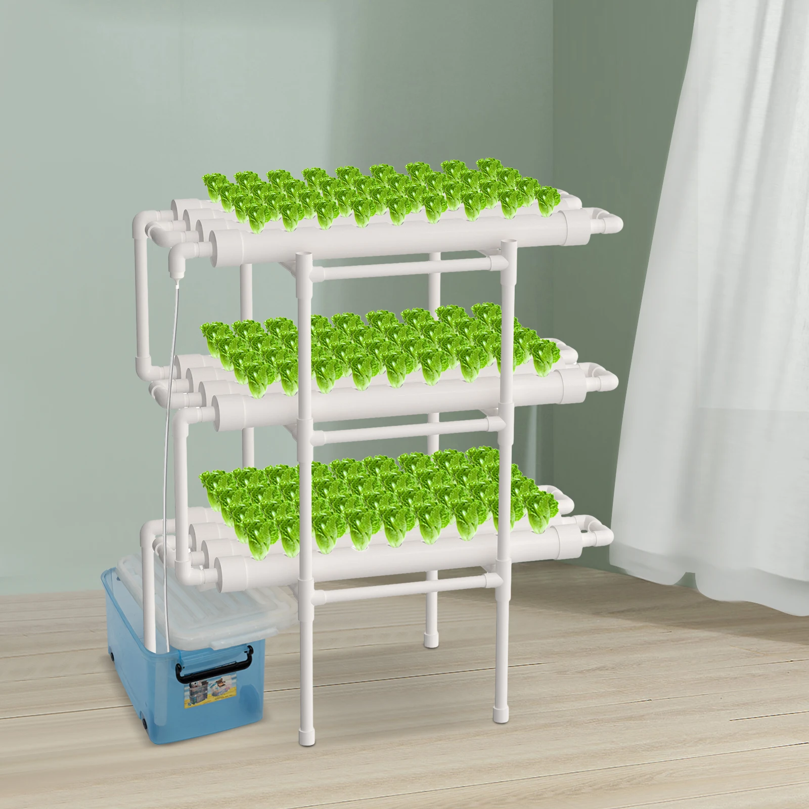 Hydroponics Growing System Kit – 108 Plant Sites, 3 Layers, Timer, Pump For Vegetables & Herbs