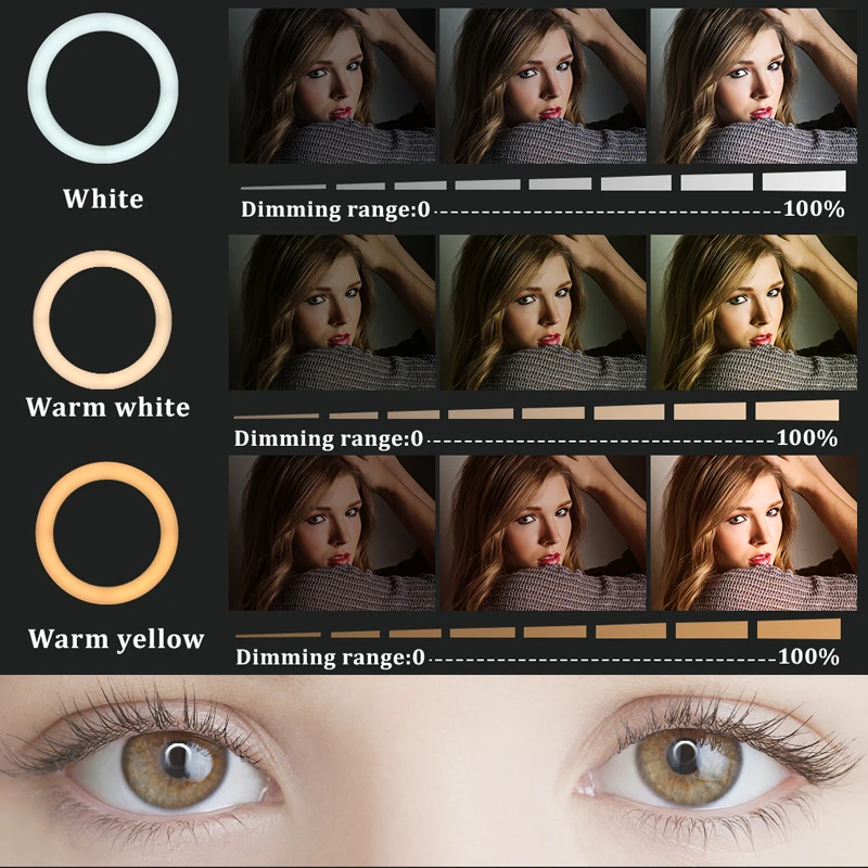 22" LED Light Rings 3200-6500K Color Temperature 0-100% Brightness With 2M Power Cable Lamp For Make Up/Photo Studio Shooting 6