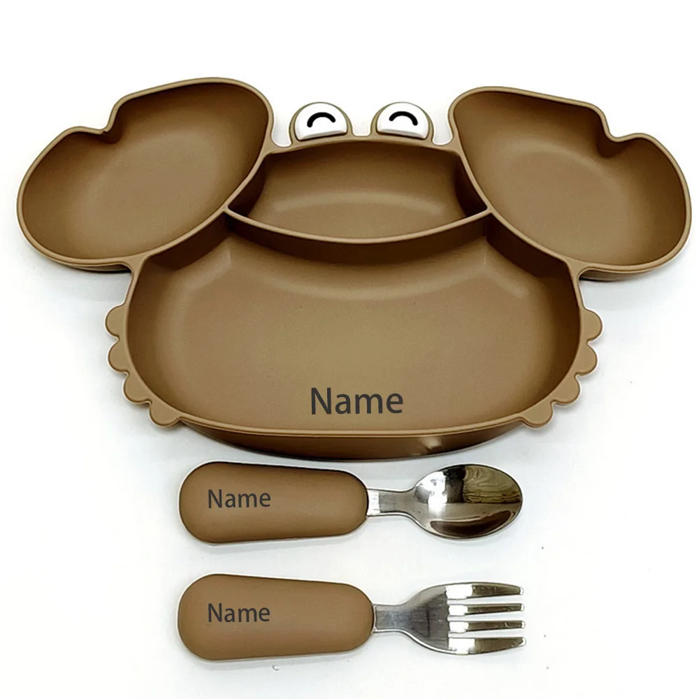 Free Name Printing Children's Tableware 3PCS Silicone Material More Thoughtful and Unique Personalized Gifts for Boys and Girls