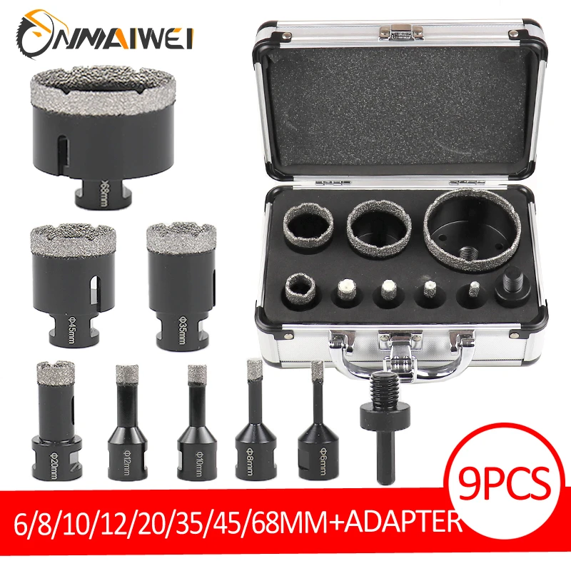 9PCS M14 Thread Diamond Dry Drill Bit Vacuum Brazed Drilling Core Bits ...