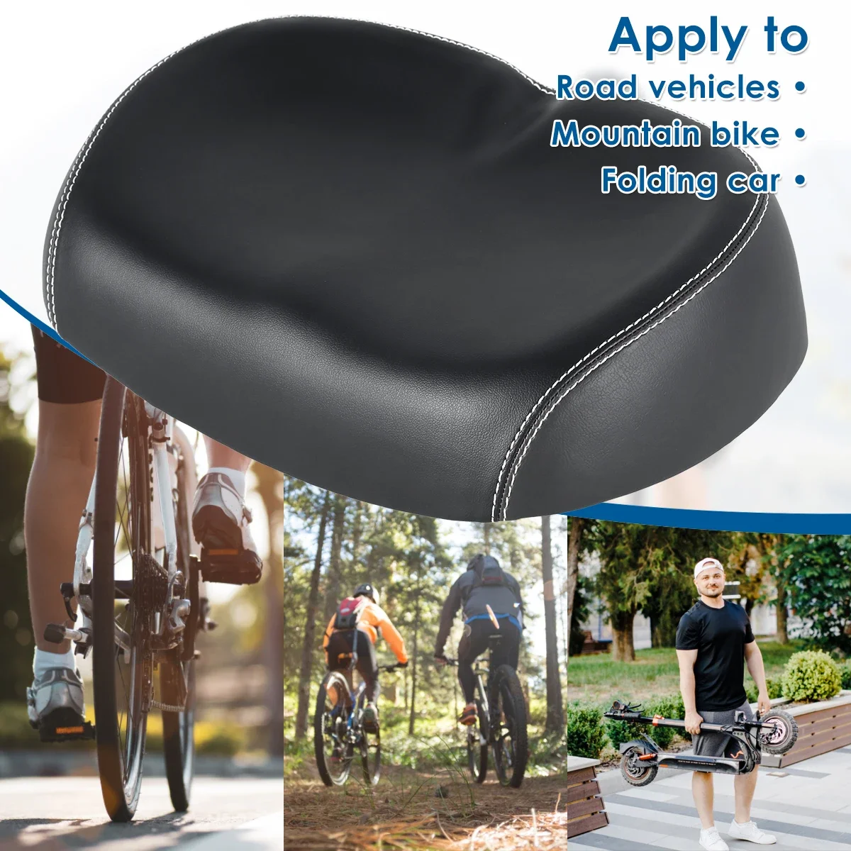 Bicycle Seats PU Waterproof Large Noseless Bike Saddle Shock