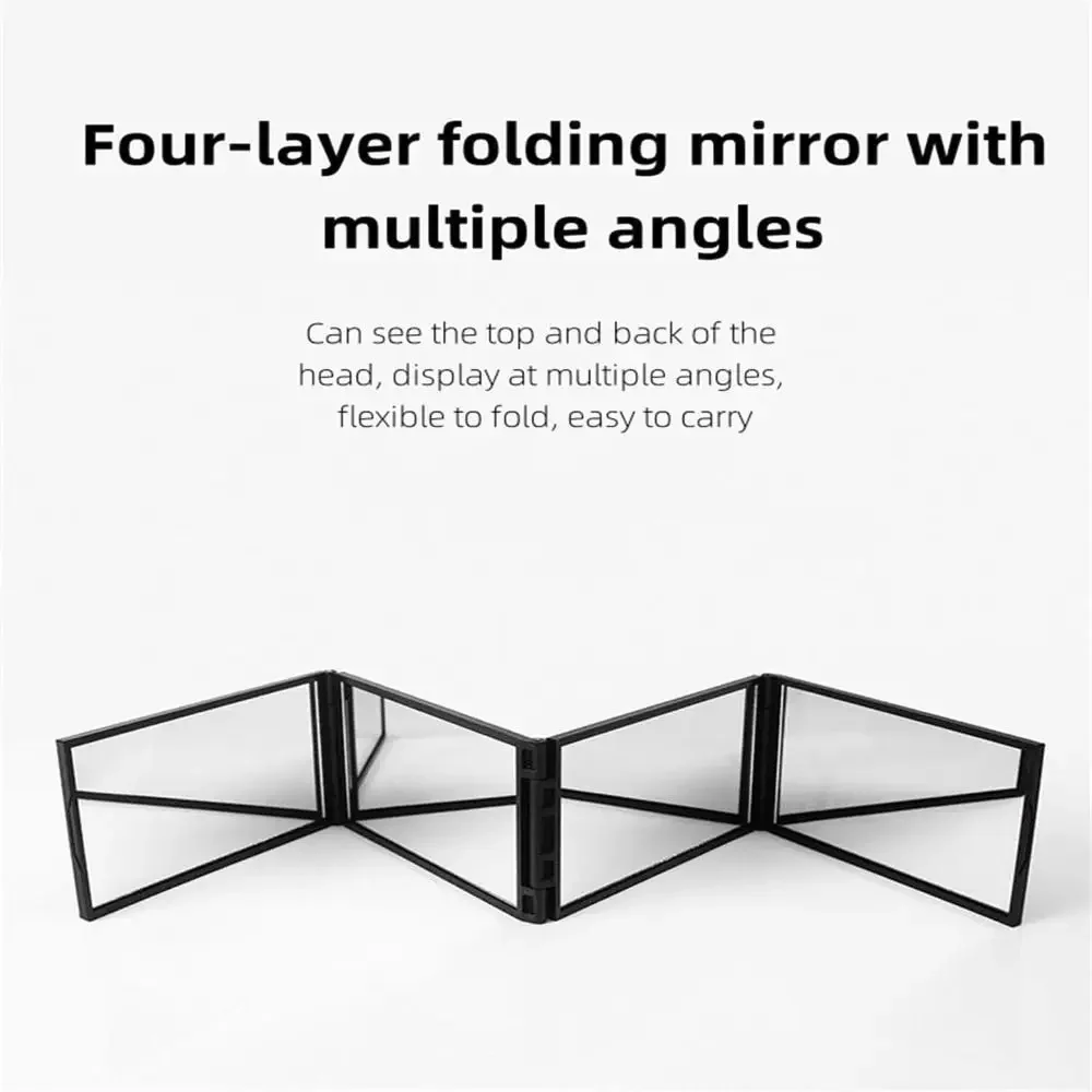 360-Degree Viewing Angle Multi Angle Folding Mirror Portable Handheld 4 Way Mirror Foldable 4-Sided Folding Makeup Mirror
