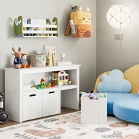 Toy Storage Cabinet with Movable Drawers, Floor Storage Organizer with Hidden Wheel & Large Open Bookhelf, Organizer Chest 1