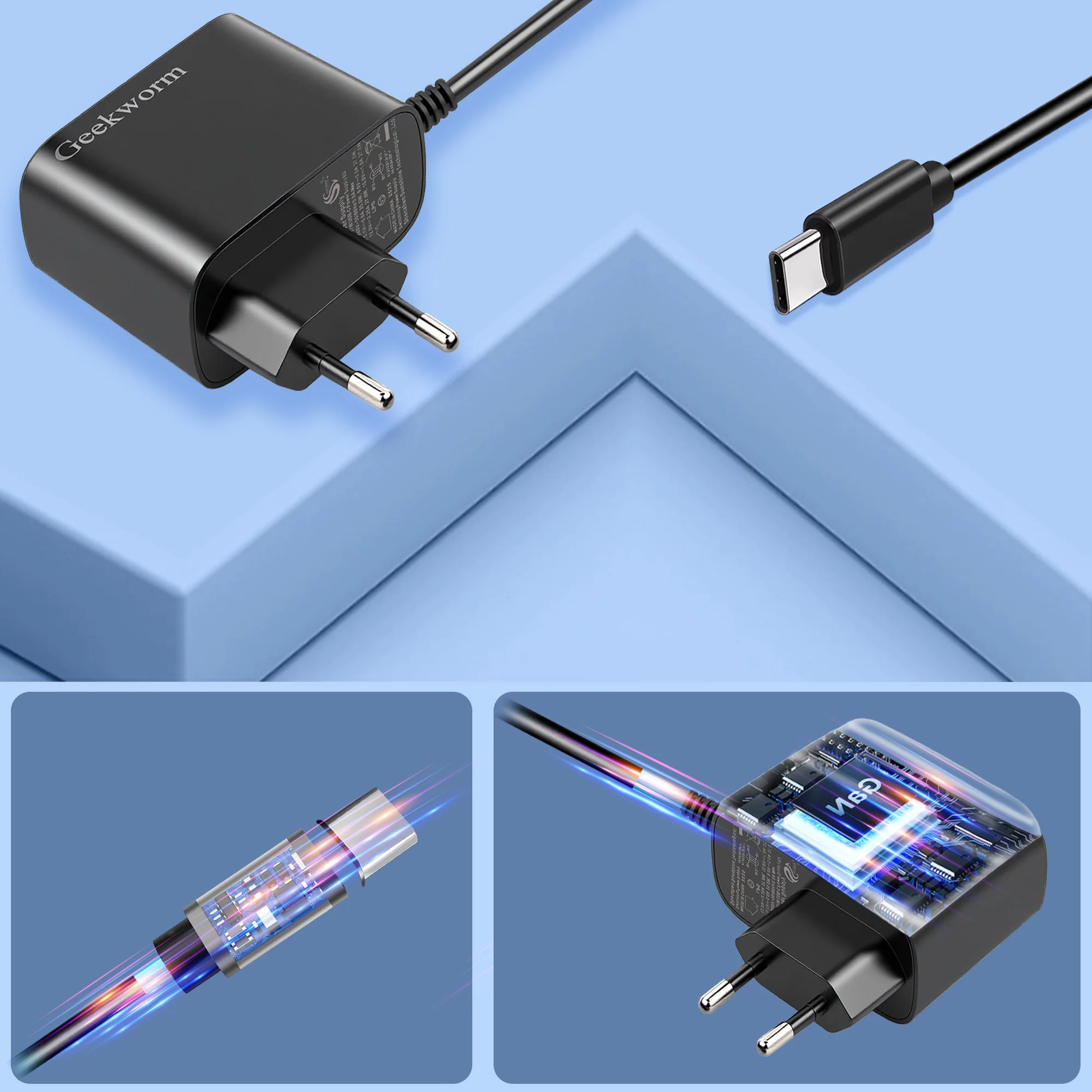 Geekbord 라즈베리 파이 5 전원 공급 장치 XSL-GaN-PD 27W 5.1V 5A USB-C
