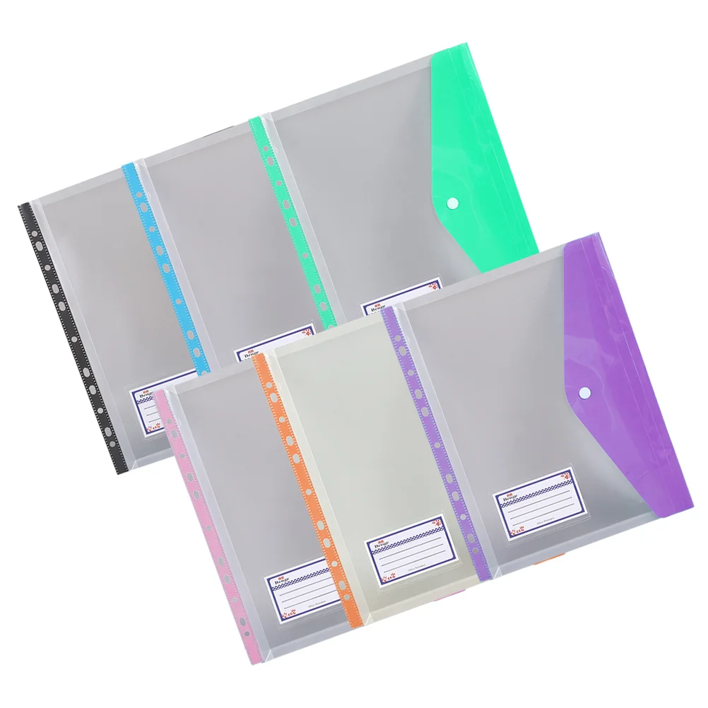 

6Pcs Office Binder Pockets Documents Snap Button Binder Pouches File Storage Bags File Folder