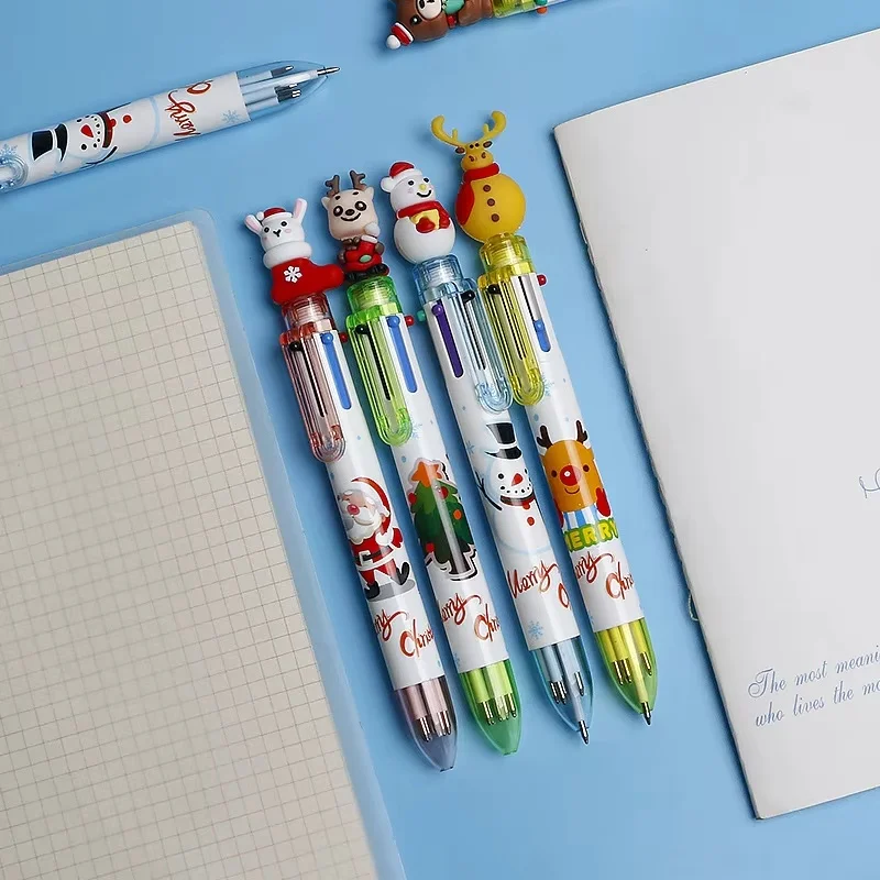 10-20pcs Cartoon Santa Claus Gel Pen 6 Color Student Gift Creative Kawaii Ballpoint Pen School Holiday Writing Stationery