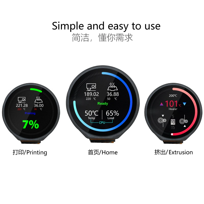 Mellow 128 Polegadas Fly-halo Wifi Ips Smart Circular Touch Screen para Impressoras 3d com Toque Capacitivo e Compatibilidade Klipper - Imagem 4