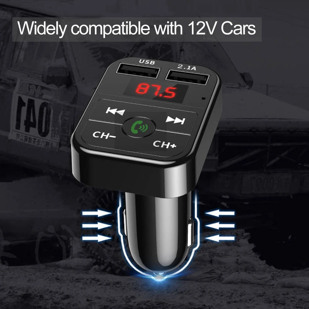 Bluetooth 5.0 FM Transmitter Car Wireless Adapter Mic Audio Receiver Auto MP3 Player 2.1A Dual USB Fast Car Charger Accessories bluetooth transceiver adapter,bluetooth aux adaptor,bluetooth audio receiver,bluetooth adapter,audio adapter