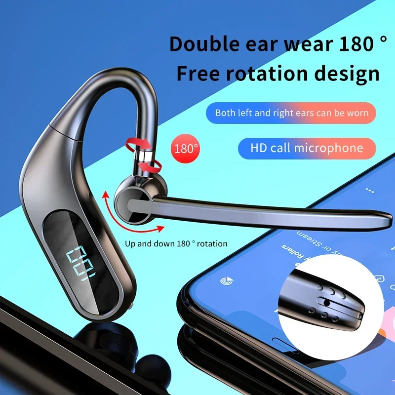 

5.0 Noise Reduction Earhooks Waterproof Headset EARDECO TWS True Wireless Headphones with Mic touch Control Bluetooth Earphones