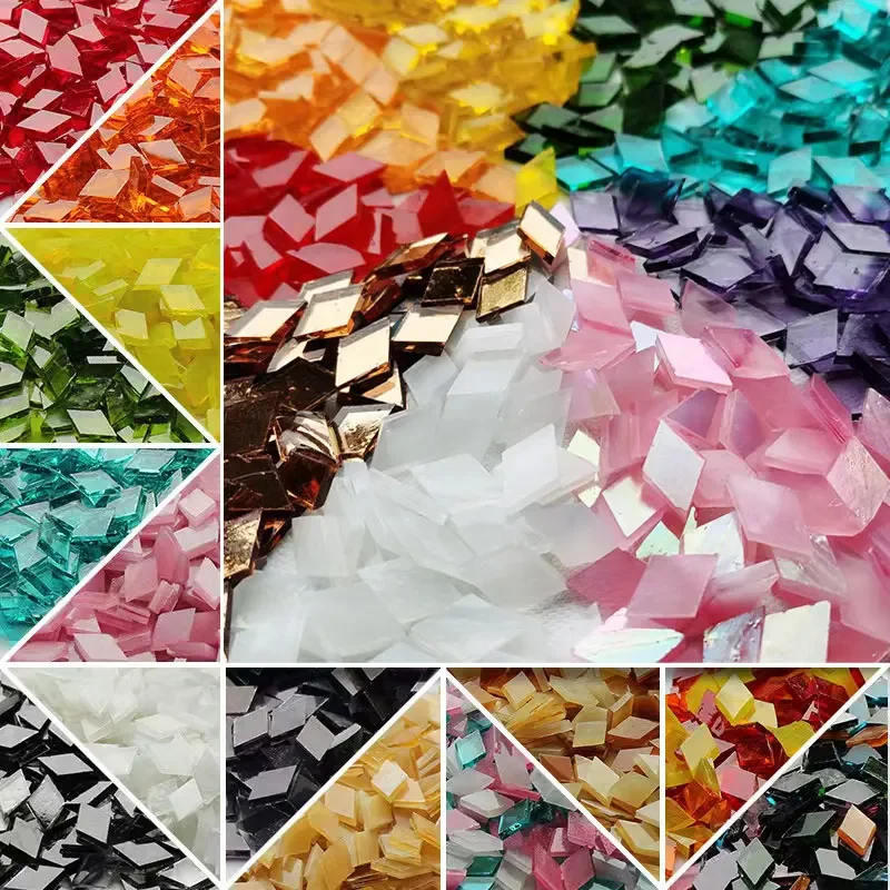 50g Clear Glass Mosaic Tiles Multi Color Mosaic Piece DIY Mosaic Making Stones for Craft Hobby Arts Home Wall Decoration arte