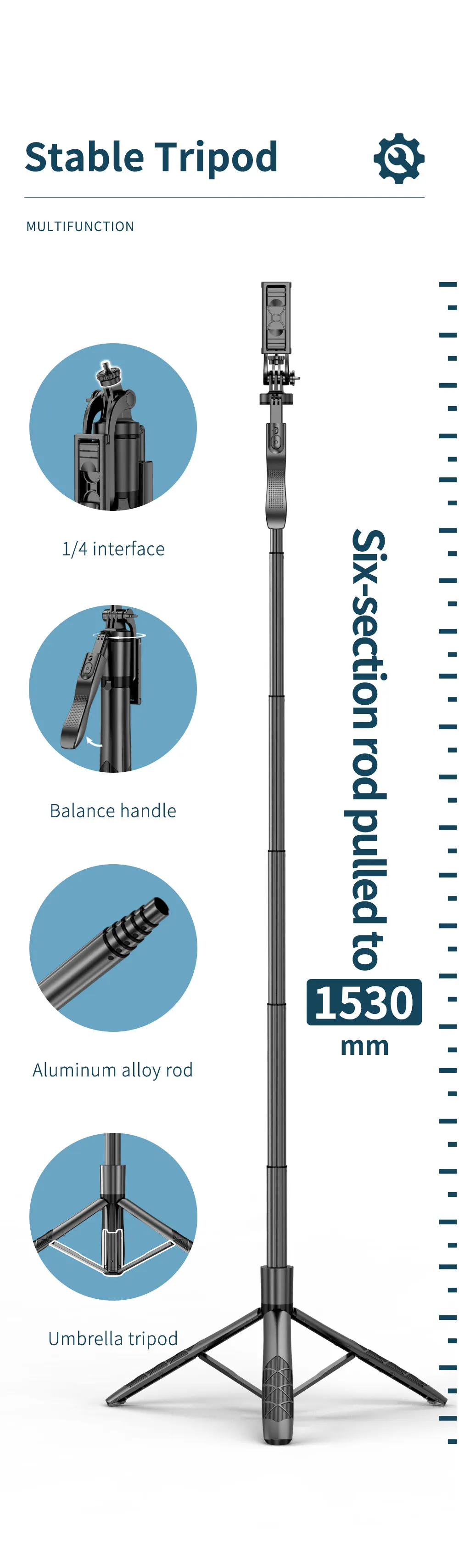 FGCLSY-L16 Wireless Selfie Stick Tripé Stand, monopé
