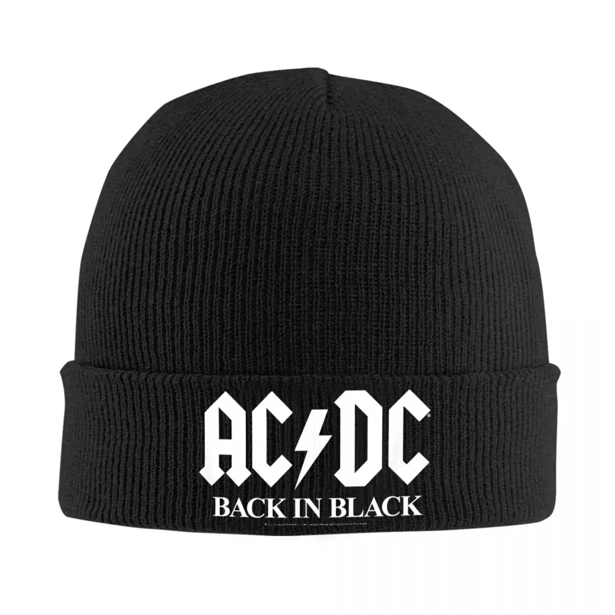 

AC Back In Black Band Music Knitted Hat for Women Men Beanie Winter Hat Acrylic Crochet Cap