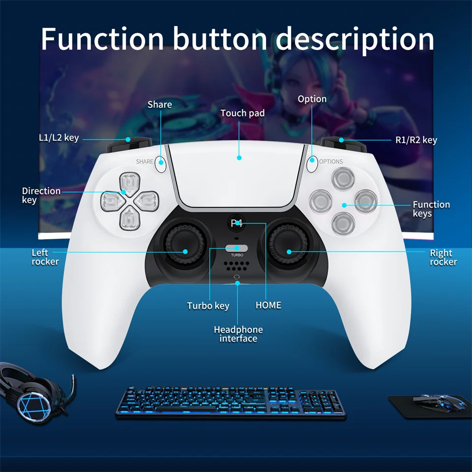 GAMINJA P49  Ʈѷ, RGB LED ,    е, PS4, PS3,  ܼ, PC, ȵ̵ 