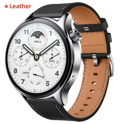 Versatile 22mm Leather Silicone Smart Watch Strap Bracelet for 22mm (Black)