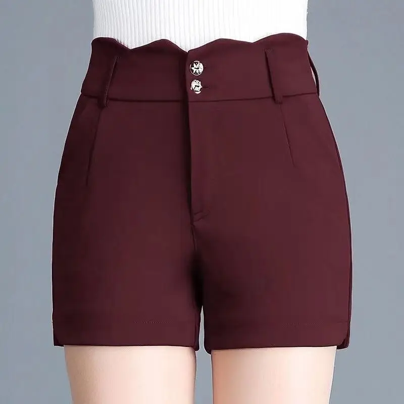 Fashion Women Summer Solid Big Size Slim Shorts Korean Elastic High Waist Streetwear Office Lady New Versatile Casual Short Pant