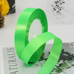 Solid Color Satin Ribbons - Handmade DIY Accessories for Weddings and Gift Wrapping (25 Yards) (Fruit green)