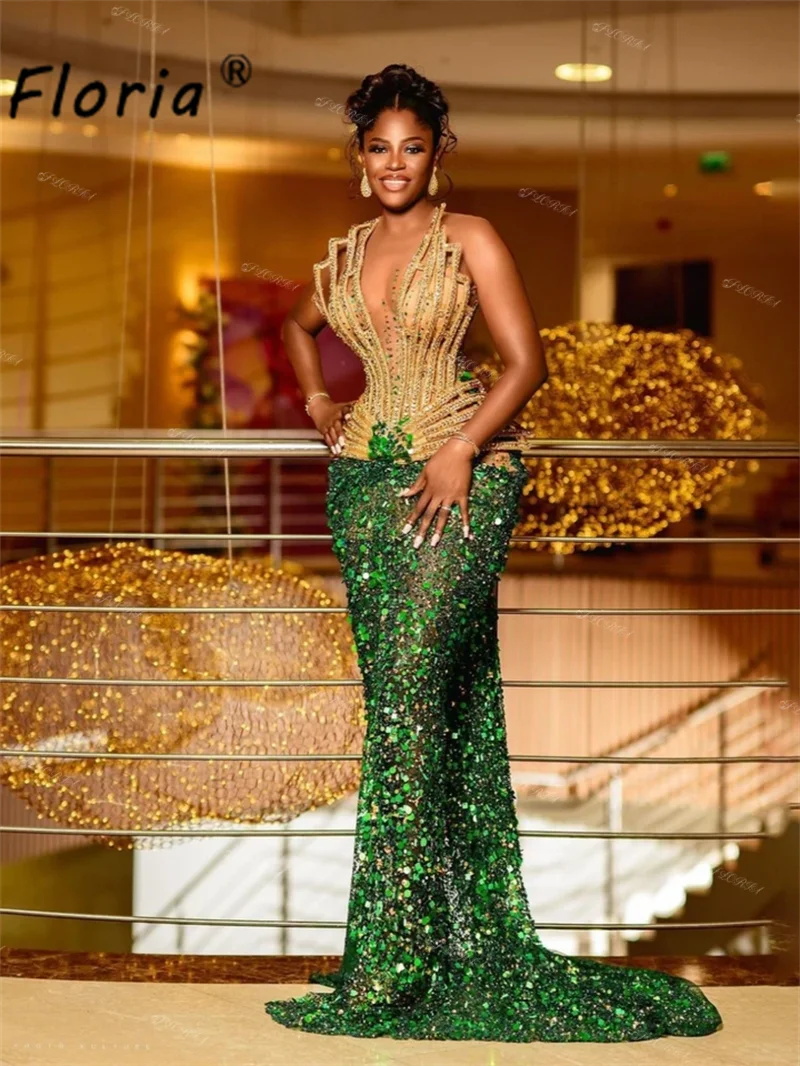 gold and green dress Emerald Green A-line Formal Dress One Shoulder Long Sleeve Prom Pagean –  Viniodress main image 0