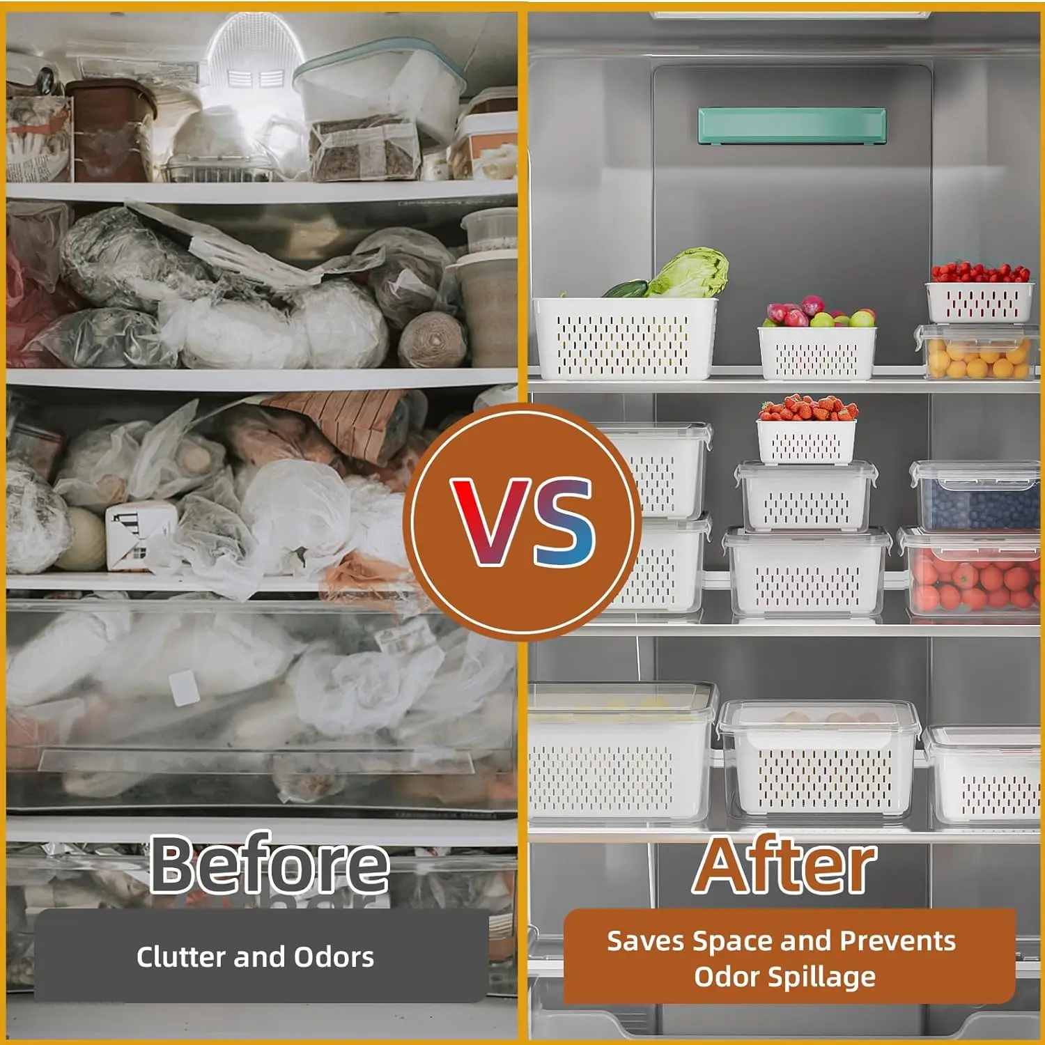 Fruit Storage Containers for Fridge with Removable Colander, Airtight Food Storage Container, Dishwasher Safe Produce Saver 4