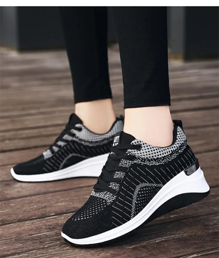 Women Shoes Mesh Outdoor Low-top Sneakers Lace-up Vulcanize Shoes Ladies Trainers Chunky Sneakers Round Toe  Women's Sneakers