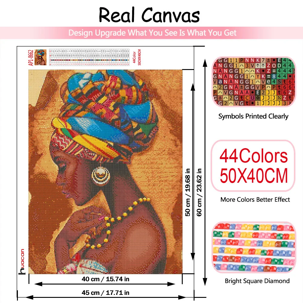 5D Diamond Painting Kit - African Woman & Butterfly Flowers Full Drill DIY Art For Home Wall Decor, 12x16 Inch