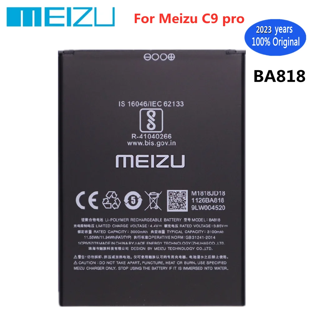 

Оригинальный аккумулятор 2023 мАч для Meizu c9 pro BA818, 100% года