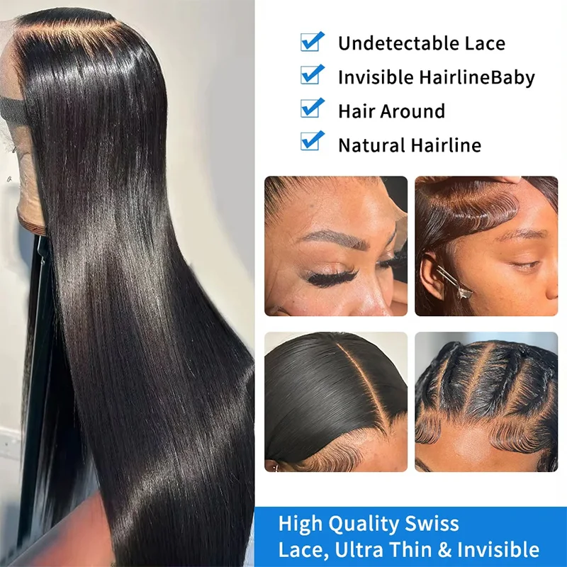 Straight Human Hair Wigs For Woman 13x6 HD Lace Frontal Human Hair Wig Pre Plucked Glueless Straight Lace Wigs Clearance Sale 4