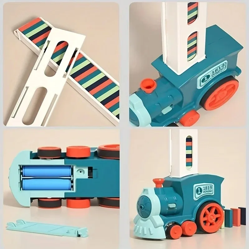Automatic Laying Domino Electric Train Toy Car Building Block Kits Creative Games DIY Kids Birthday Christmas Gift 3