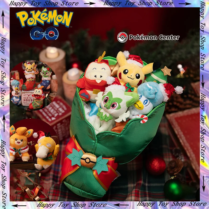 

Genuine Pokemon Christmas Plush Keychain Cartoon Toys Pikachu Sprigatito Quaxly Fuecoco Navidad Doll 2024 New Year Xmas Gift