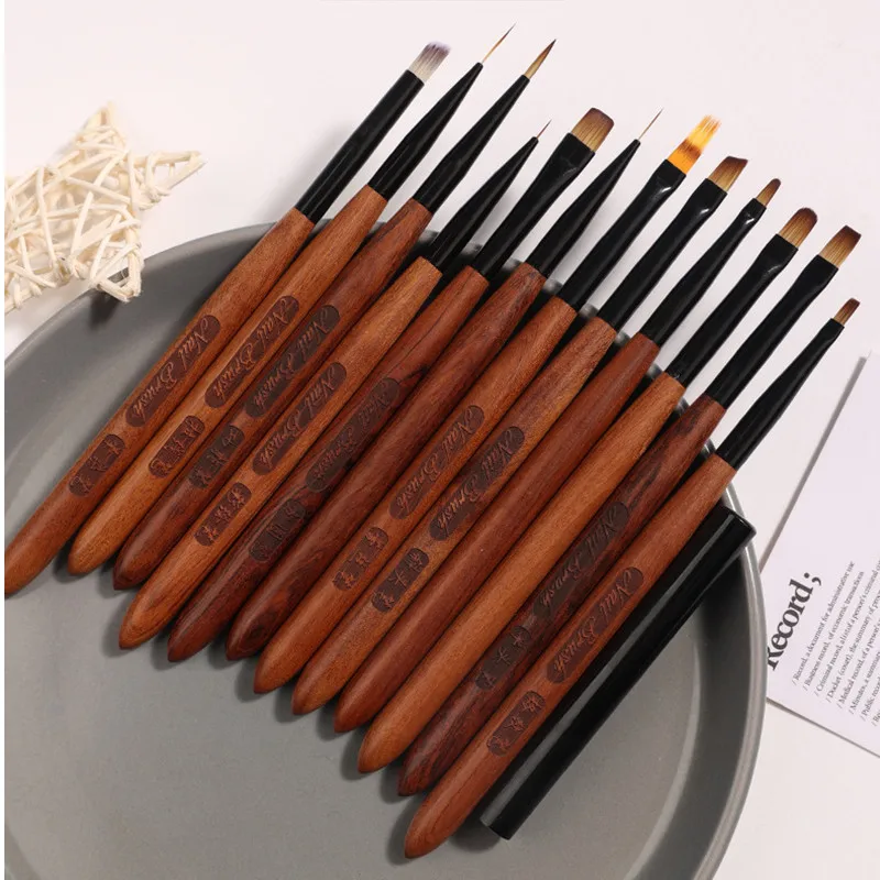 12Style Nail Art Brushes Set Nail Liner Brush Nail Painting Pen Acrylic UV Gel Brushes Crystal Ombre Manicure Tool N
