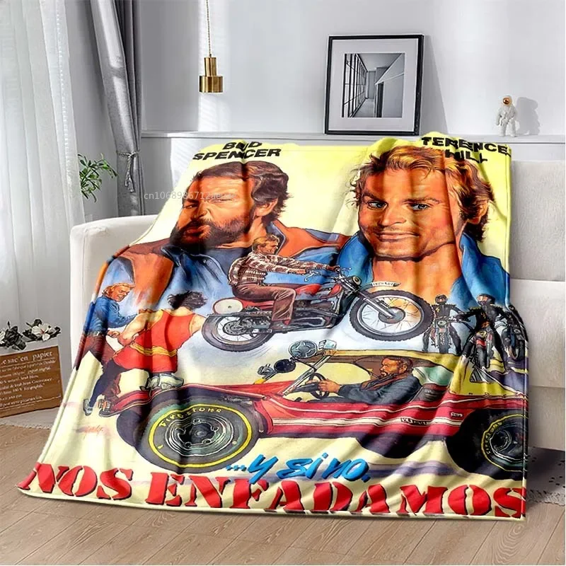 Terence Hill and Bud Spencer Printed Blanket Comedy character Warm Thin Flannel Soft and Comfortable Home Travel Blanket Gift 5