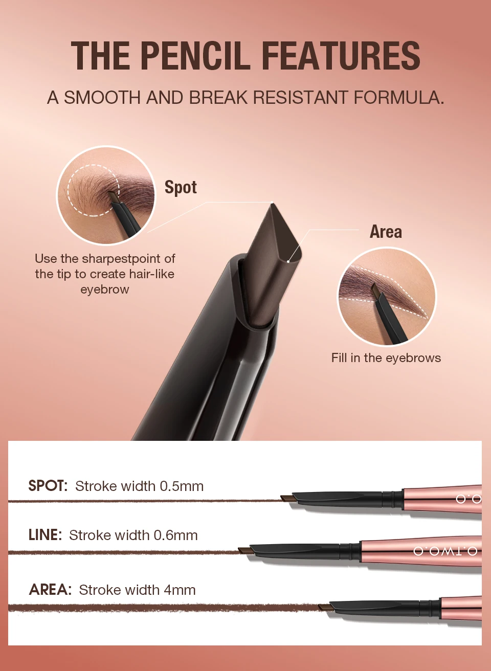 Description Picture 4 of itemO.TWO.O 3 In 1 Eyebrow Pencil With Eyebrow Trimmer Long Lasting Precise Brow Definer Natural Color Waterproof Eye Brow Pen