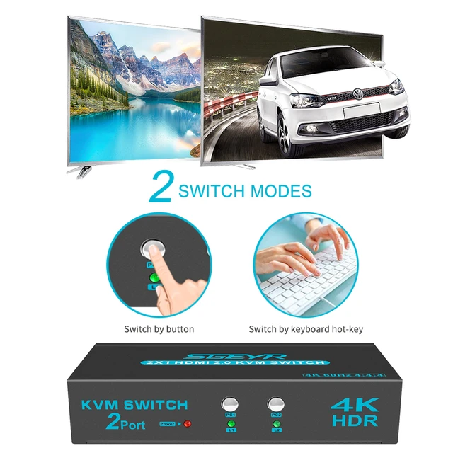 KVM Switch HDMI 2 Port Box SGEYR USB HDMI Switch for 2 Computers Share  Keyboard Mouse Printer and Monitor,Support UHD 4K@60Hz - AliExpress