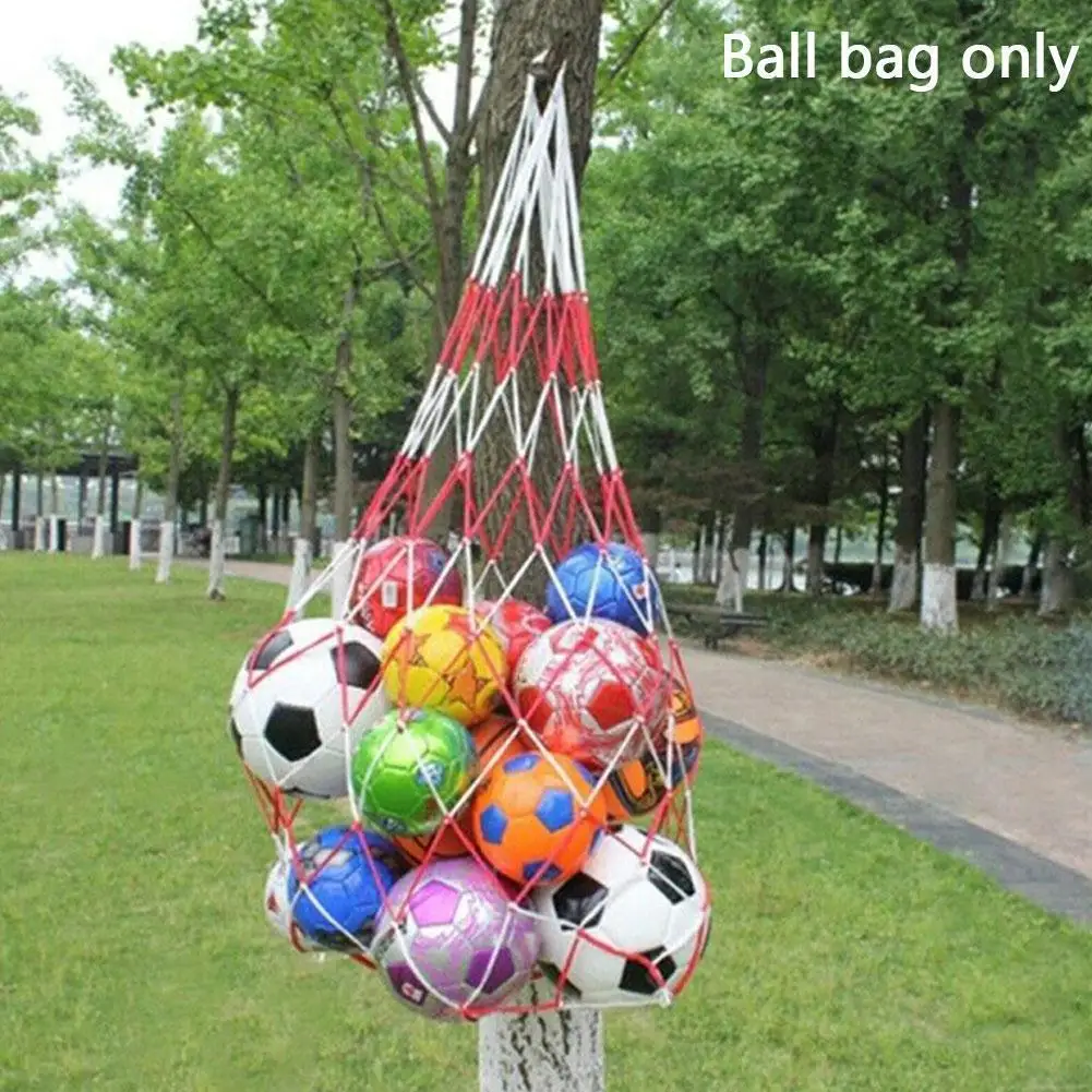 

Portable Large Ball Pocket Bold Volleyball Football B7w0 White Bag Net And Basketball Sports Tools Red Stitching Mesh Outdo B1z1