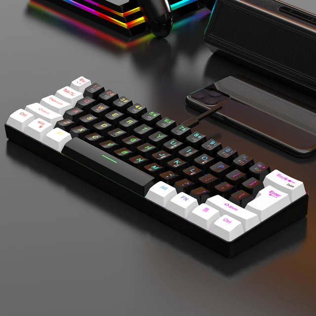 60% wired gaming keyboard, RGB backlight ultra compact mini keyboard, waterproof small compact 61 key keyboard for pc/Mac gamers 2