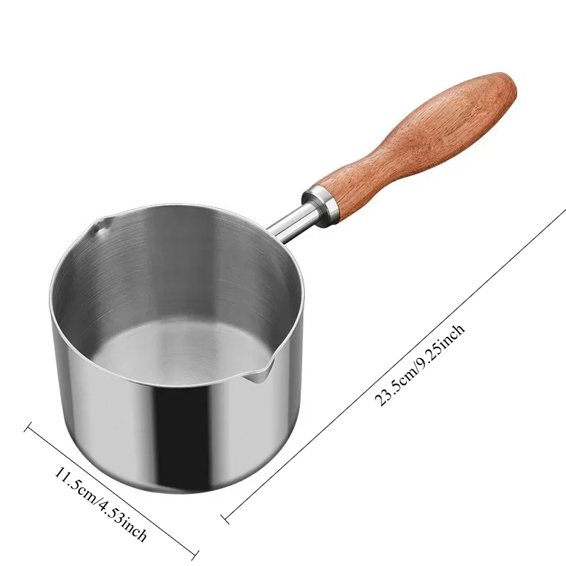 304 Stainless Steel Mini Soup Pot with Wooden Handle Condiment Sauce Pan Small Saucepan for Making Sauces Heating Milk Kitchen