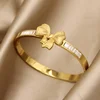 Korean Style Simple and Luxurious Three-dimensional Butterfly Bow Heart-shaped Titanium Steel Bracelet for Women Jewelry. 2
