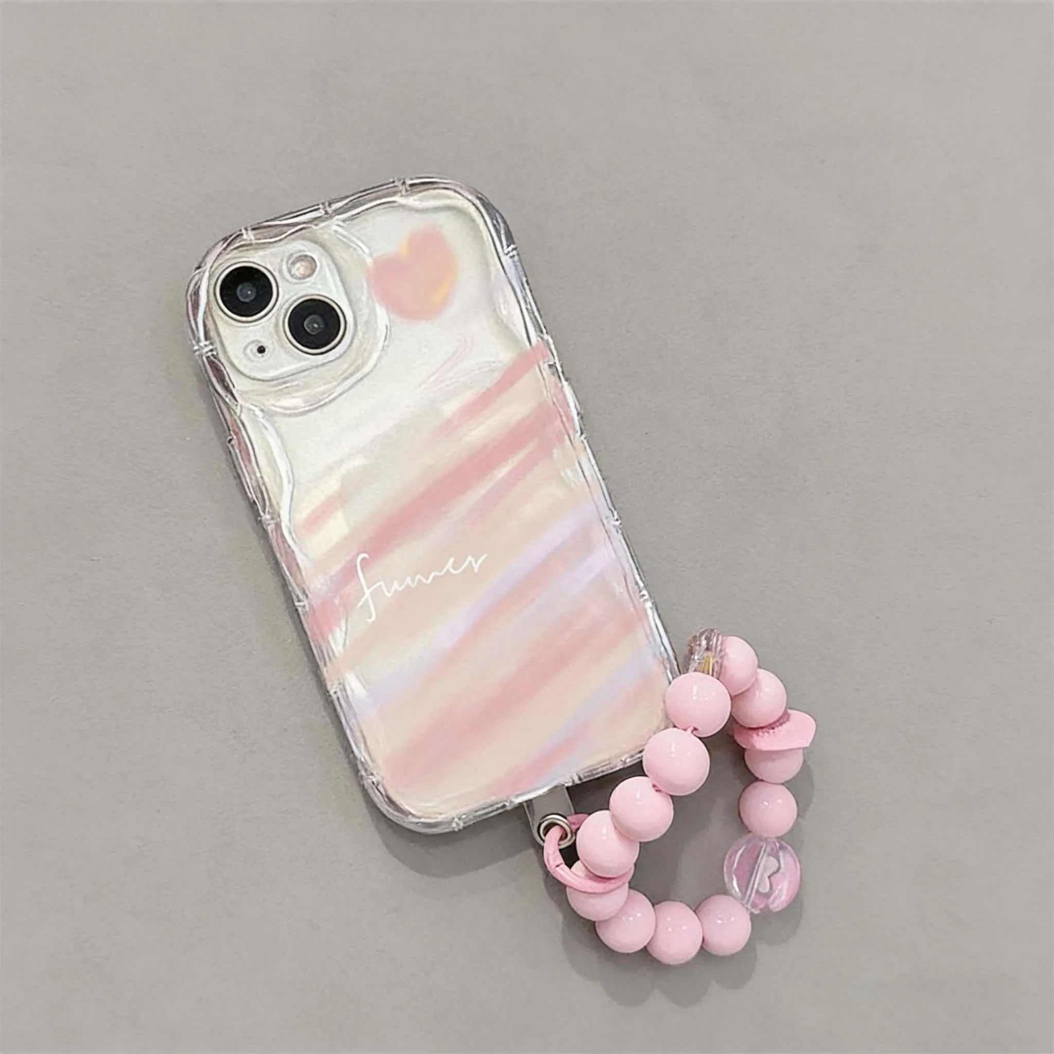 Floral Love Pendant Silicone Phone Case – Soft Chain Cover Design
