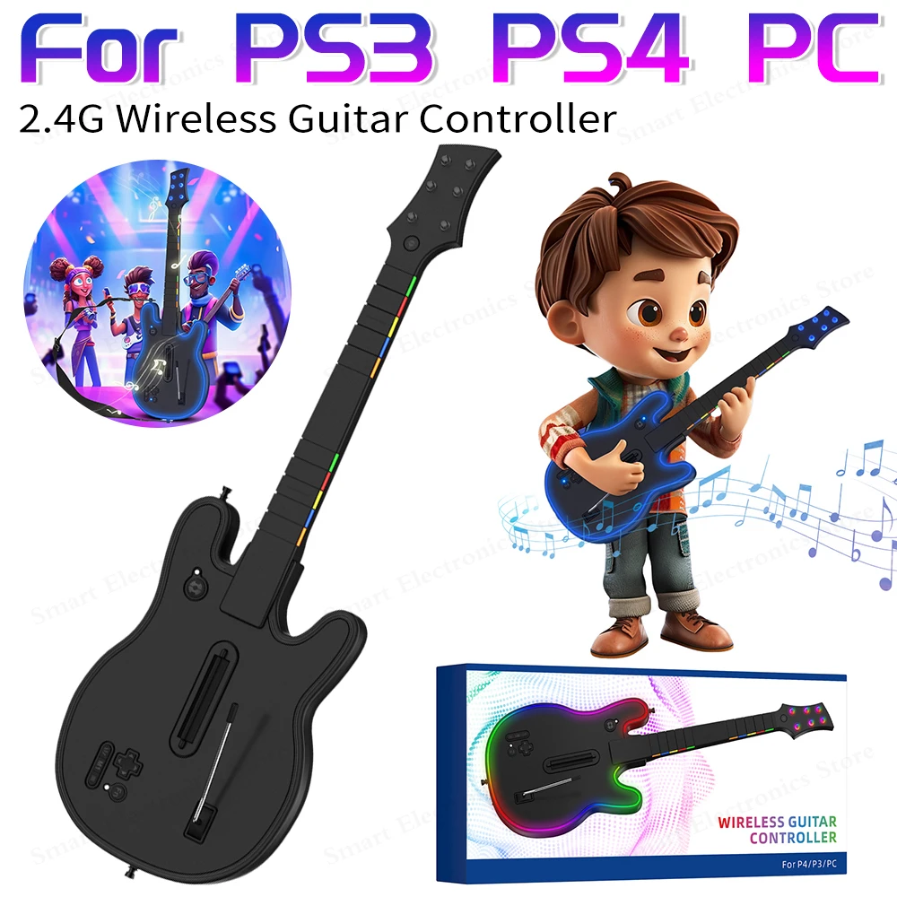 2.4G Wireless Guitar Controller Console Remote Joystick PC Guitar Controller PS4/3 PC Hero Clone Hero Rock Band