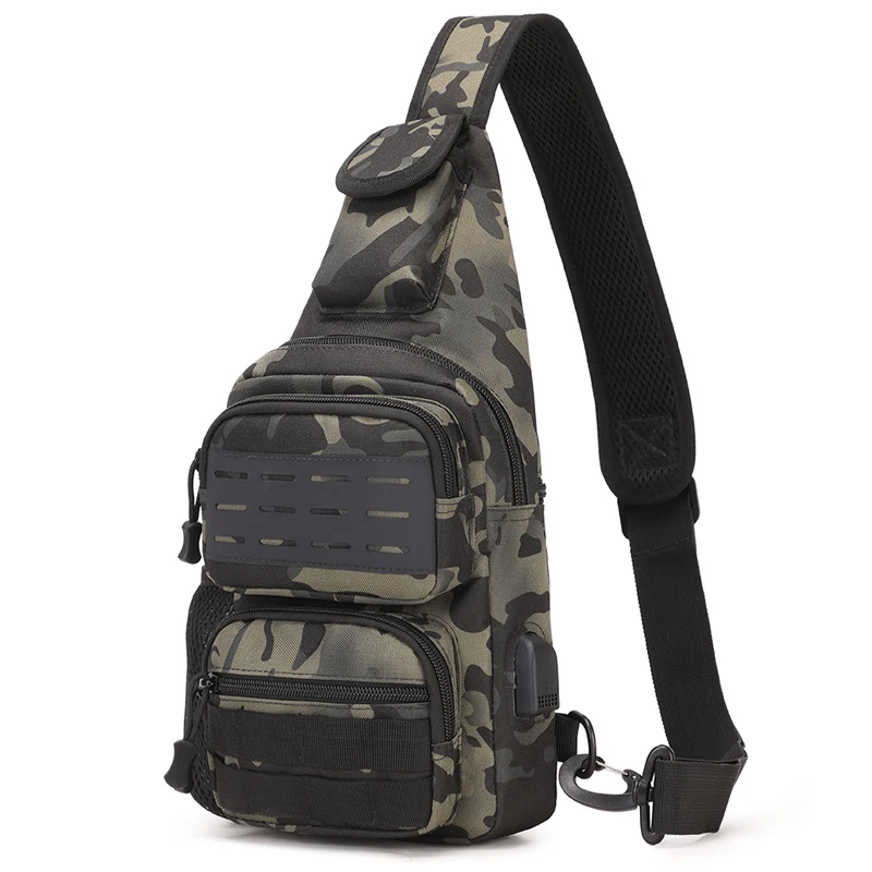 Men's Sling Bag Crossbody Backpack - Chest Shoulder Messenger Daypack With USB Port, Black - View #11