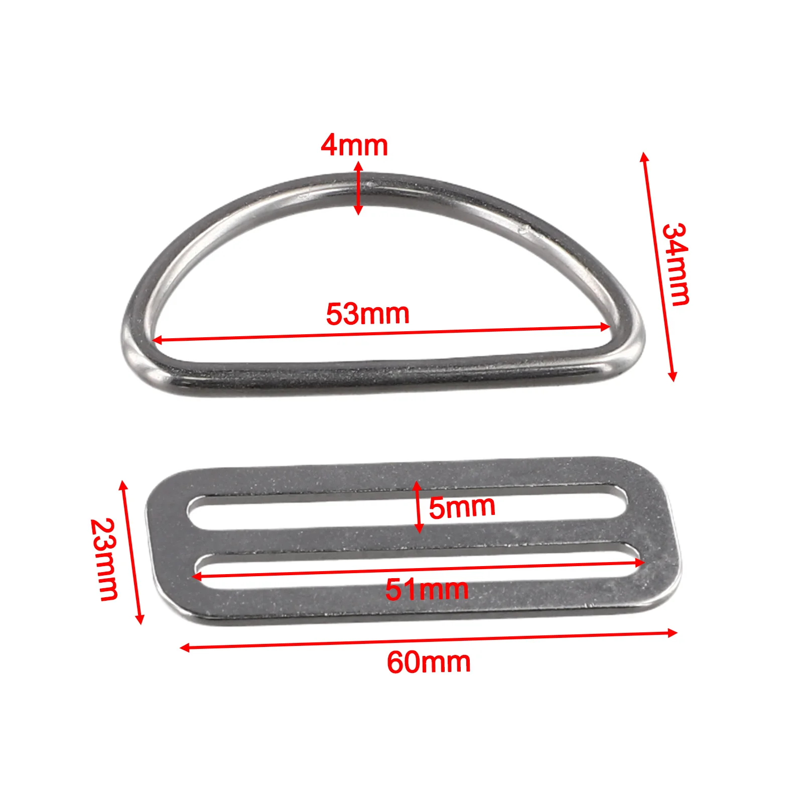 Buckle D Ring 2"/5cm Anti-corrosion Silver Stainless Steel Universal Lightweight Portable Scuba Diving Durable 4