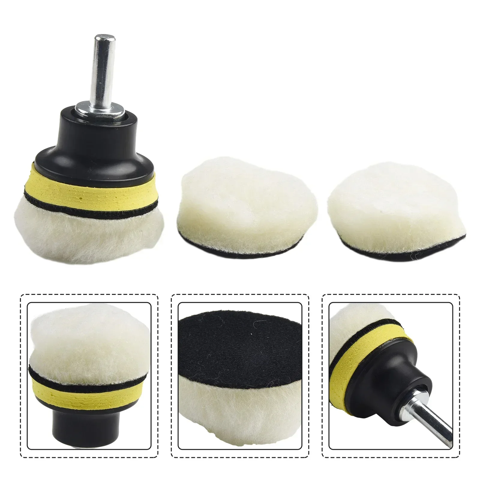 Cordless Car Polisher 5pcs Set Of 2 Inch Polishing Pads For Car Polisher Drill Wool Wheel Mop Kit