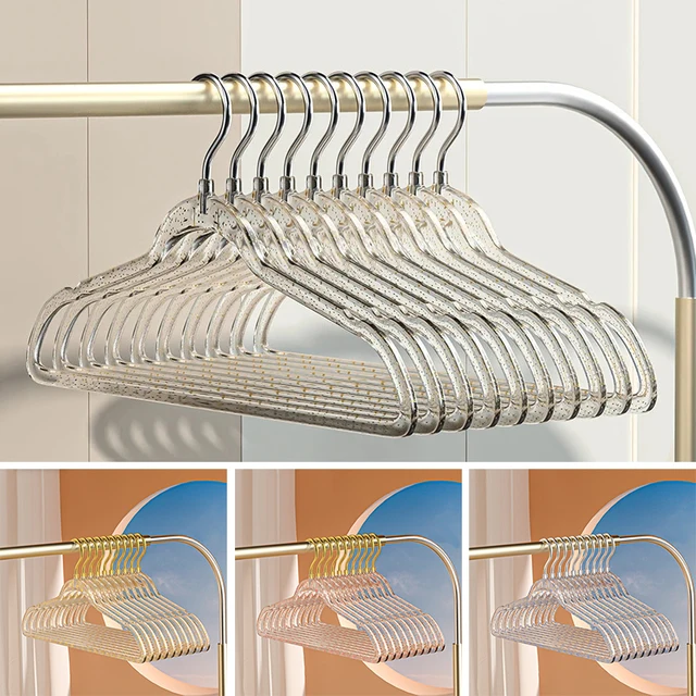 10 db Ins In-Akril Fogas Csillogás Tiszta Kabátos Akasztók Kristályruhák Szervező Szekrény Tároló Szárító Állvány Felnőttek Számára - Image 5