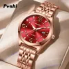 POSHI Women Watches Fashion Stainless Stain Steel Ladies Watch Waterproof Rose Gold Quartz Wristwatch Romatic Girlfriend Gift 1