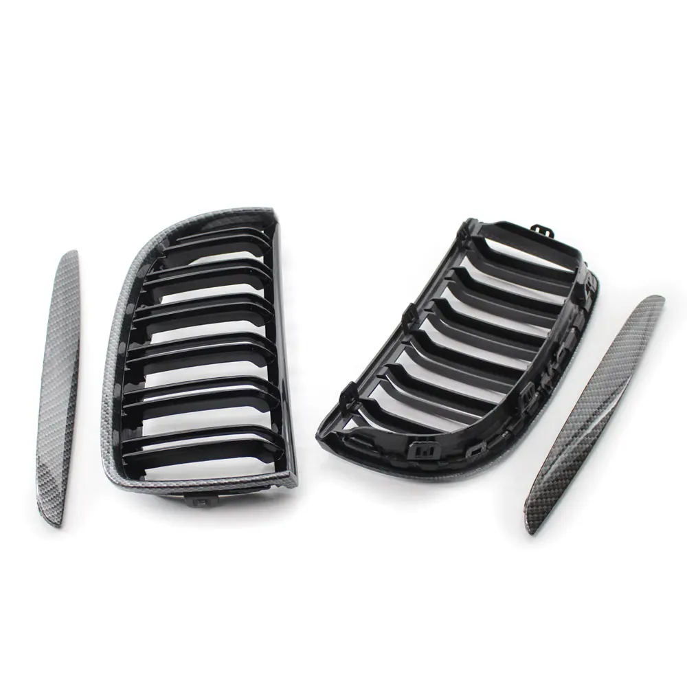 Auto Zwart Motorkap Nieren Grill Voor B&M&W 325i 328i 328xi 335i 335xi 330i 330xi Voor E90 91 2005-2008 Touring 4-Deuren Auto Accessoires (Color : Carbon fiber