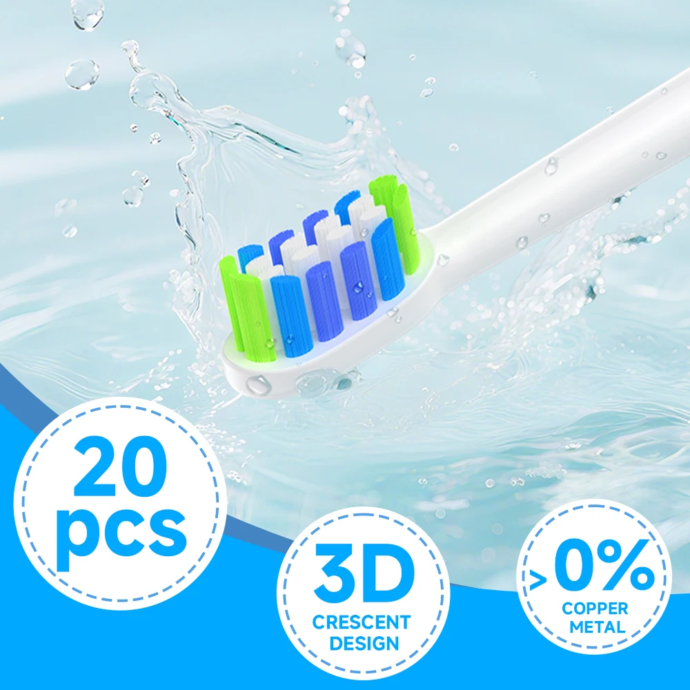 필립스 교체용 전동 칫솔 헤드 6500 6100 5300과 호환되는 교체용 칫솔 헤드 20개