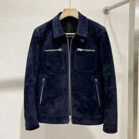 High-end Casual Jacket Men 2025 Autumn and Winter Korean Version of Fashion Muntjac Velvet Jacket Lapel Locomotive Slim Coat 1
