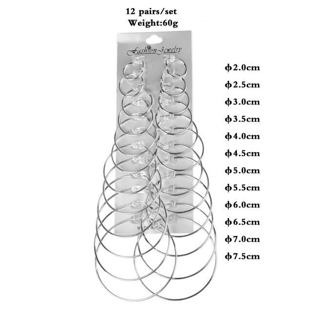 /12Pairs Punk Hoop Earrings Set Big Circle Earrings Jewelry for Women Girls Steampunk Ear Clip Punk Earring Ear Ring