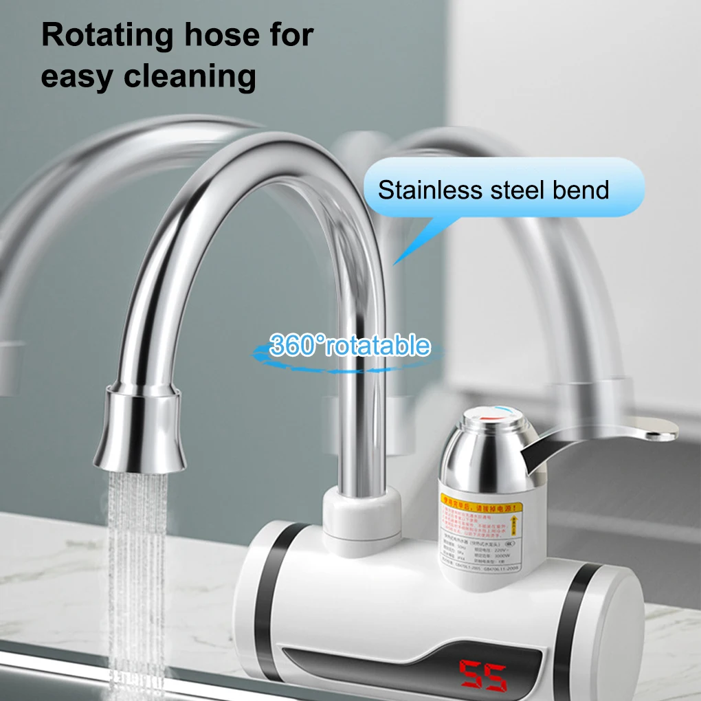 Electric Faucet LED IPX4 Waterproof Tap Bathroom Mixer Fast Heating Water Heater 220V/110V Sprayer Side Inlet EU Plug